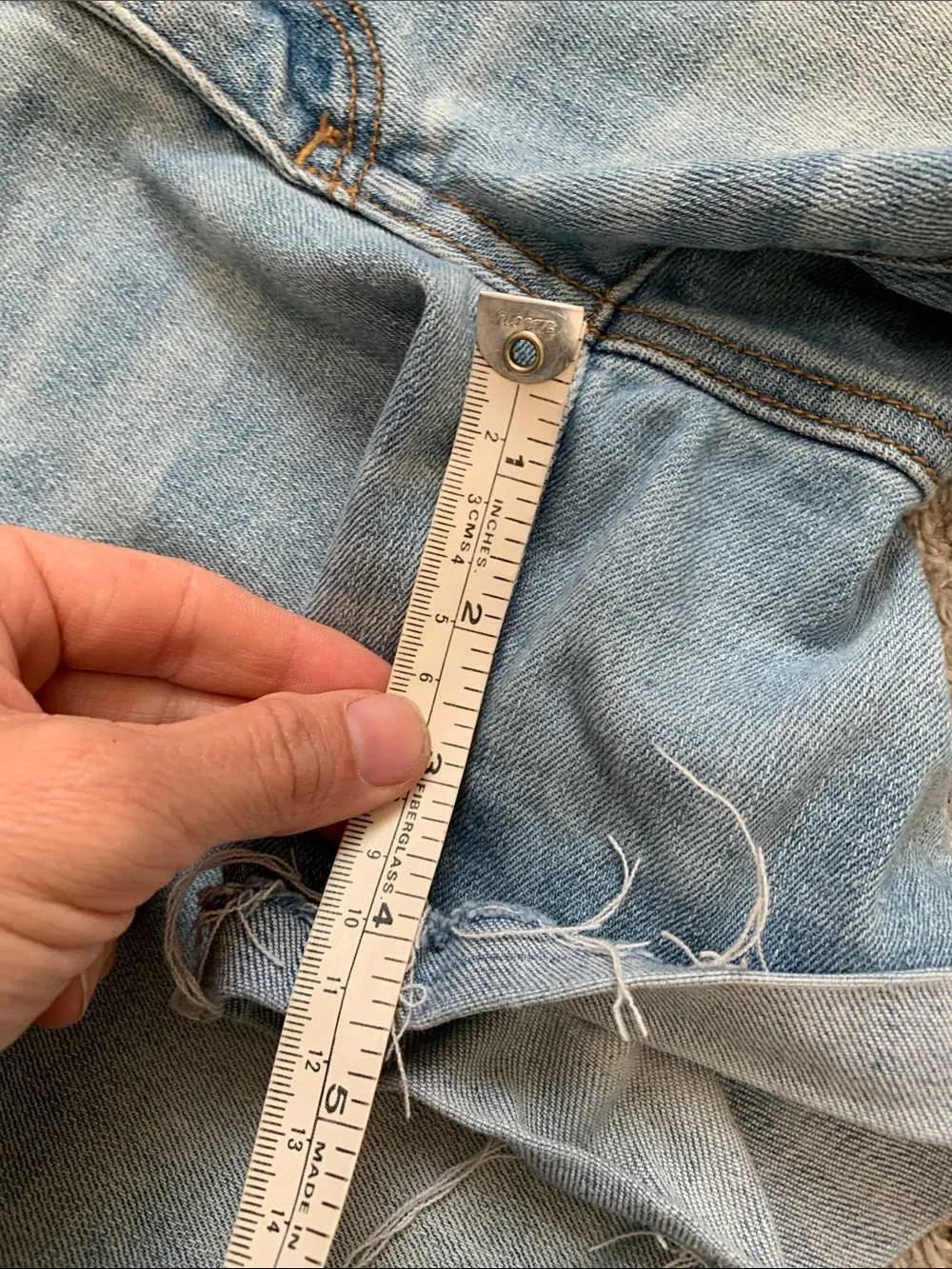 American Eagle Super Super Stretch Light Blue Denim Midi Shorts
